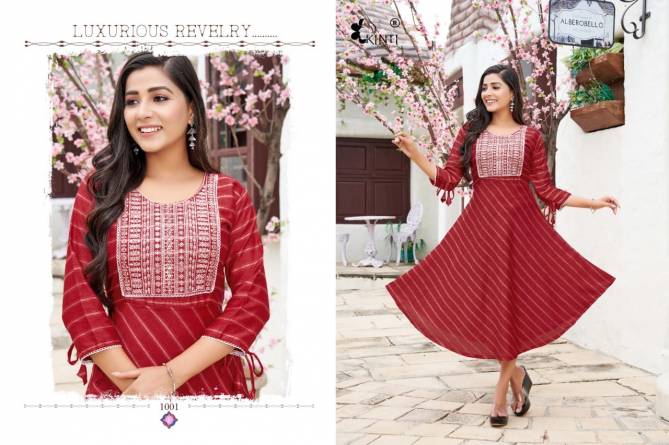 Kinti Laheriya New Exclusive Wear Rayon Printed Anarkali Kurti Collection